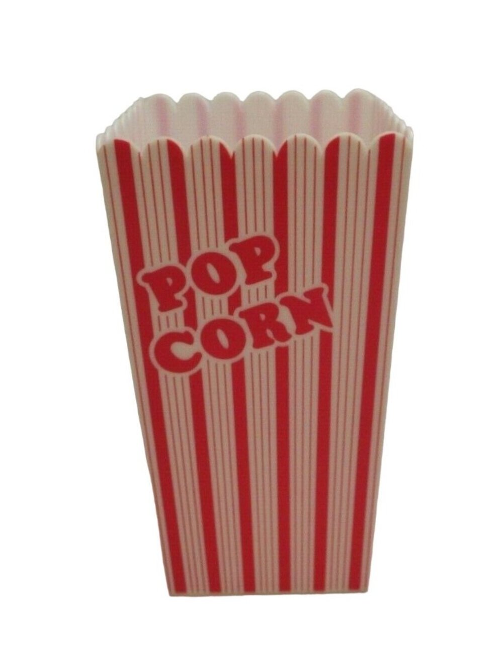 Red White Popcorn Bucket Holder Plastic Striped Retro Movie Night